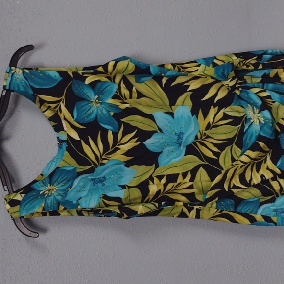 White Stag Blue and Green Midi Sundress Scoop Neck Resort Wear Size 16 - Picture 2 of 12